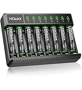 HiQuick Rechargeable AAA Batteries With Charger, 8 Bay Smart Battery Charger for AA/AAA Ni-MH/NiC...
