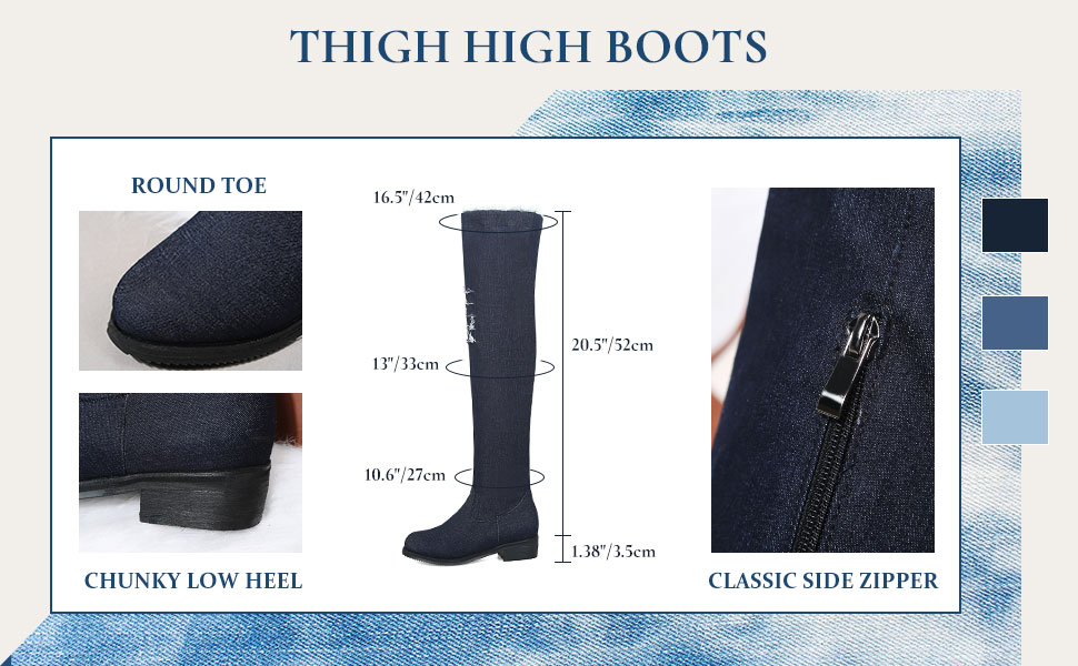 Amazon.com | Bellirala Womens Denim Thigh High Flat Over The