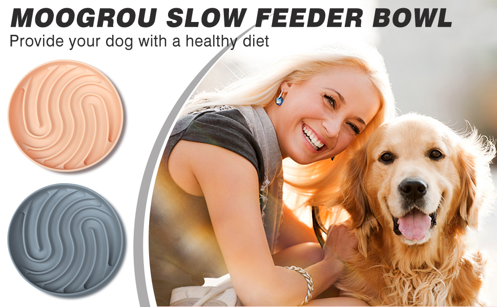Moogrou Silicone Slow Feeding Dog Bowl Slows Down Eating