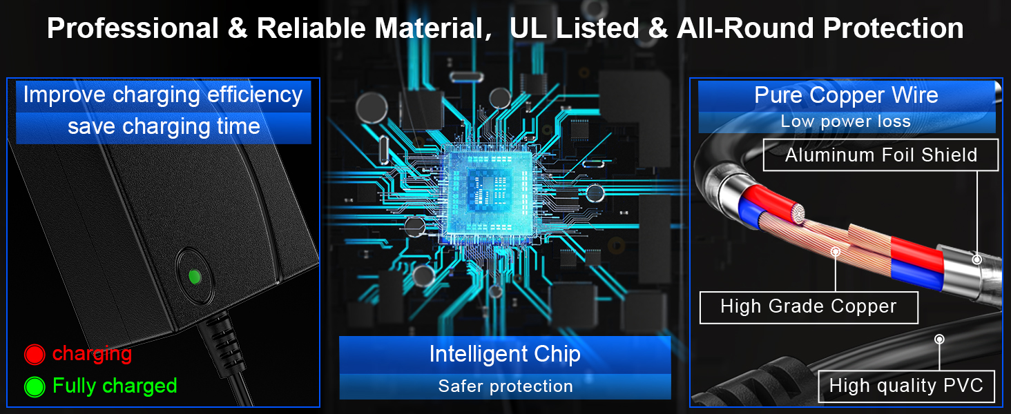 42v 2a replacement charger for electric scooter 42V/36 V lithium lithium battery, scooter charger for Gotrax, Jetson, Swagtron, Brid, Segway, Razor, Sisigad, Xiaomi and others 12 Hoverboard charger