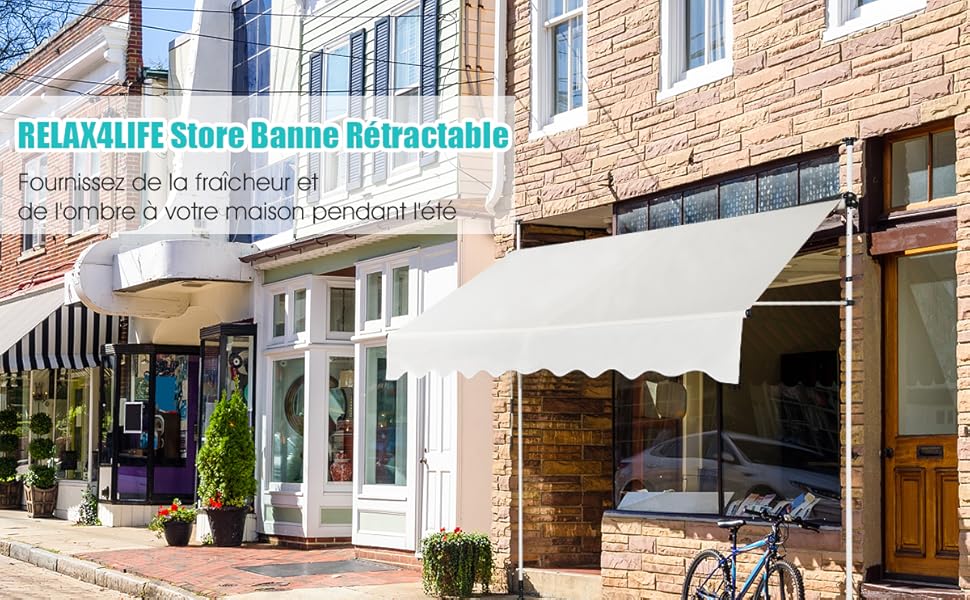 RELAX4LIFE Store Banne Sans Perçage Hauteur Réglable 200-300CM Avec Manivelle, Auvent Balcon Rétractable Anti-Soleil Installation Sans Perçage Pour Balcon, Jardin, Patio(Gris, 300 X 125 Cm) 13 1