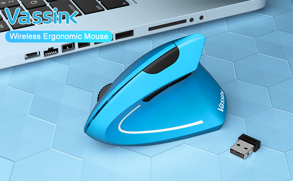 Vassink Ergonomic Mouse, Rechargeable Wireless Mouse, 2.4GHz Rechargeable Vertical