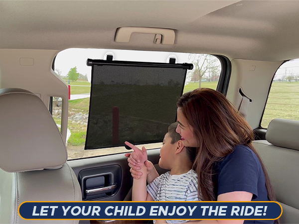 EcoNour roller sunshade for car small kids sun uv protection upgraded
