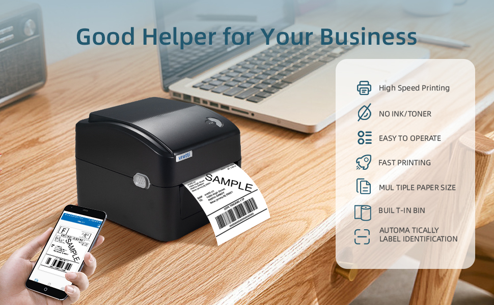 Bluetooth Thermal Label Printer Wireless Shipping Label Printer for