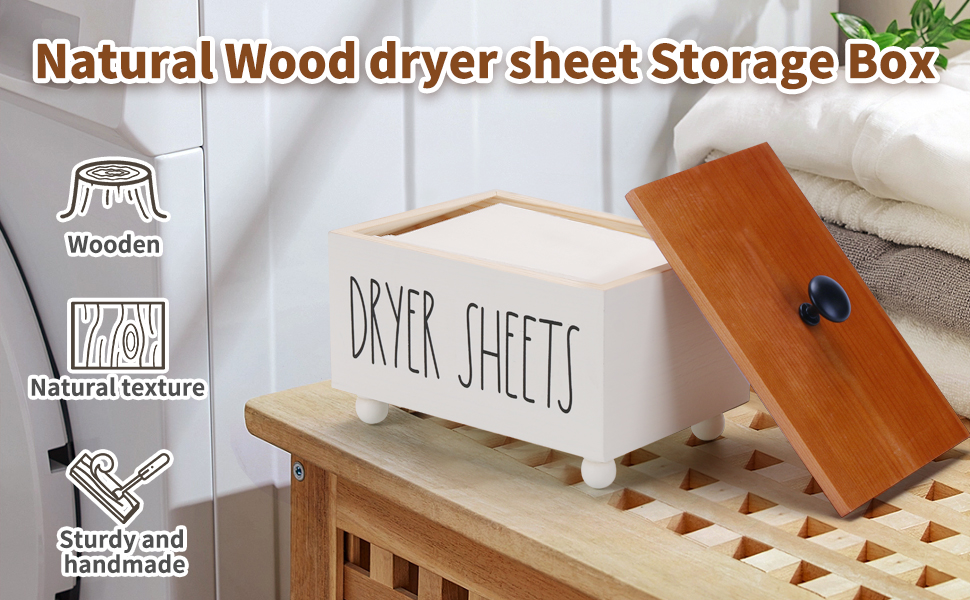 Eniffbaa Dryer Sheet Box with Lid, Dryer Sheet Holder