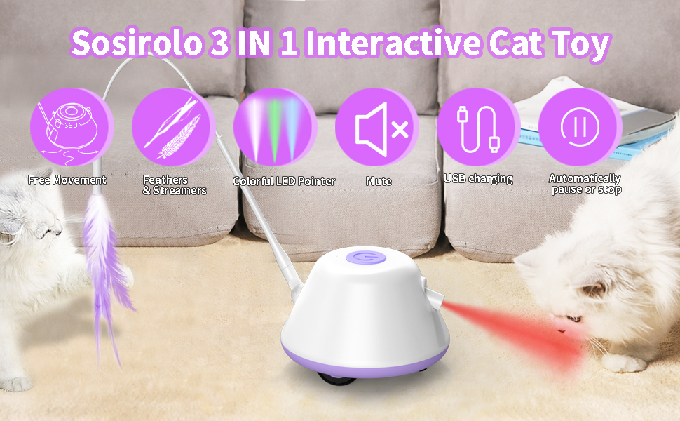 Sosirolo 3 en 1 Juguete interactivo para gatos 