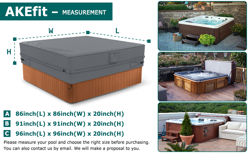AKEfit Square Hot Tub Cover, Heavy Duty 600D Oxford SPA