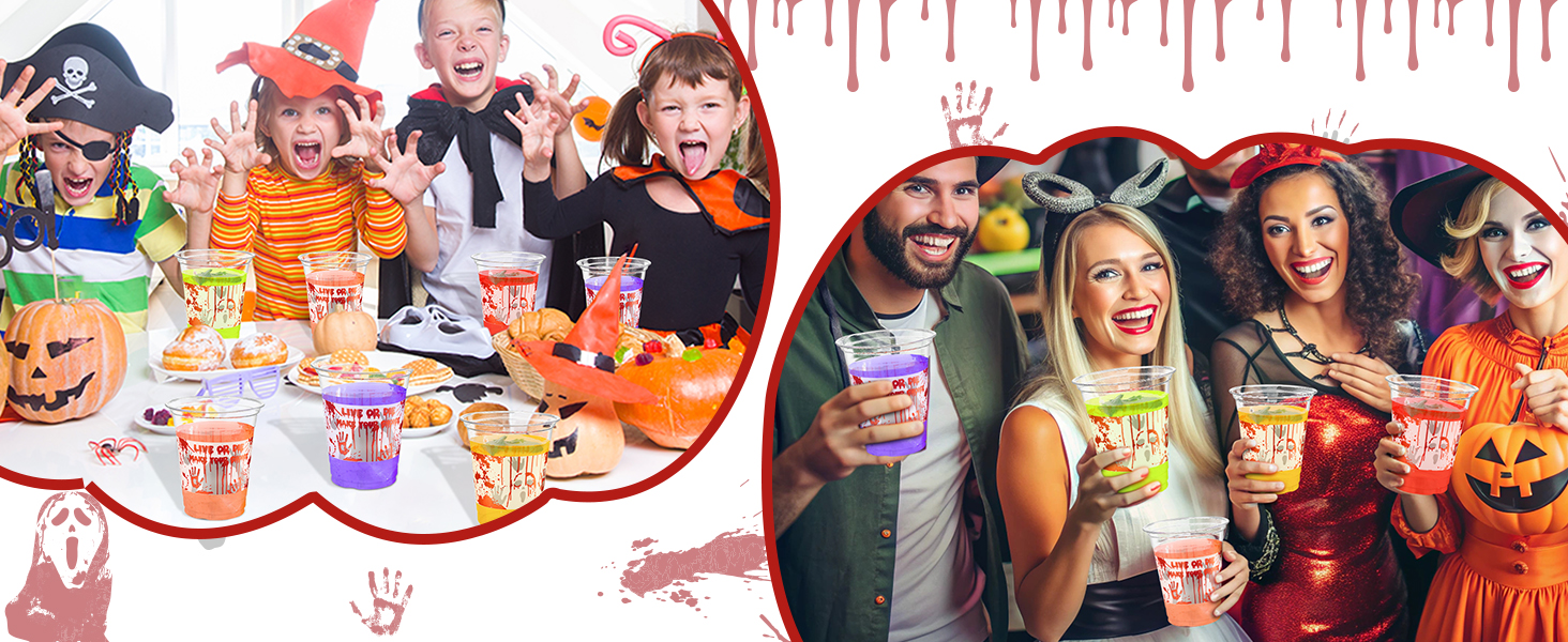 50Pcs Bloody Halloween Party Plastic Cups