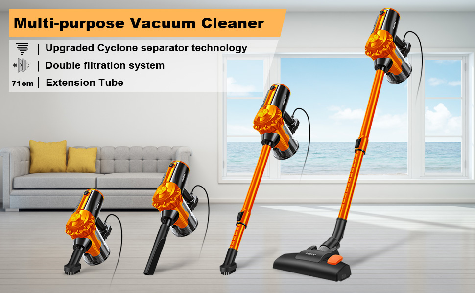 iwoly V600 Vacuum Cleaner, 17KPa Suction Stick and Handheld 2in1 Bagless Lightweight Vacuum with