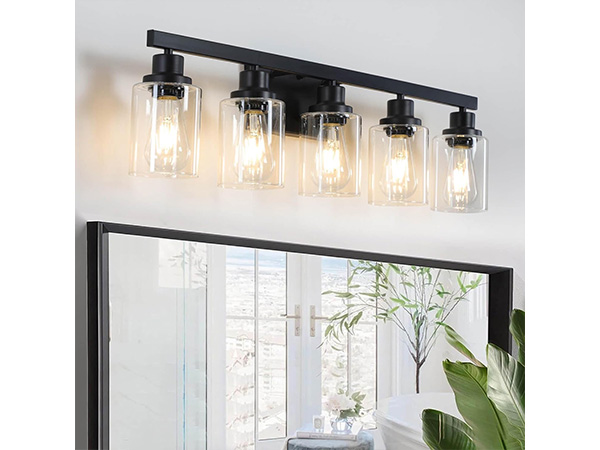 DIKAIDA 5-Light Black Bathroom Vanity Light, Modern Vanity