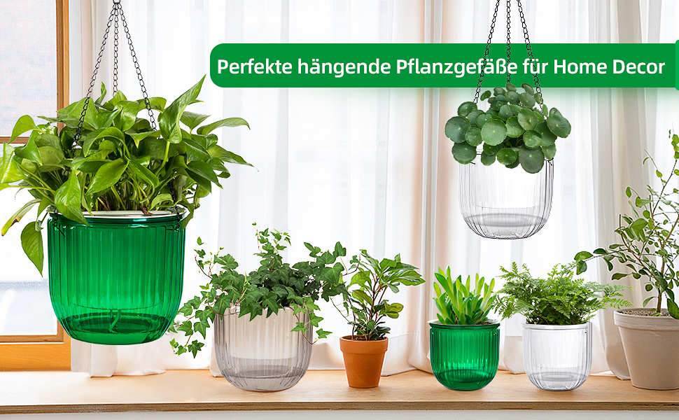3 Stück Selbstbewässernd Blumenampel 11/17/22 cm hängende Pflanzgefäße Pflanzen Pflanzenhänger