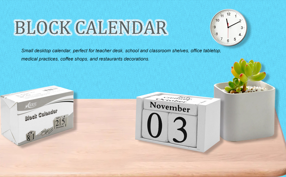 MICKYU Wooden Blocks Calendar Small Perpetual Calendar