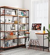 5 Tier Industrial Bookshelf, Vintage Standing Storage Shelf, Display Shelving Units