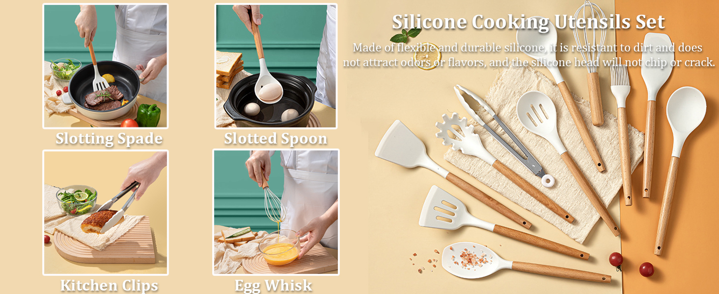 19 PCS Silicone Kitchen Utensils Set with Holder