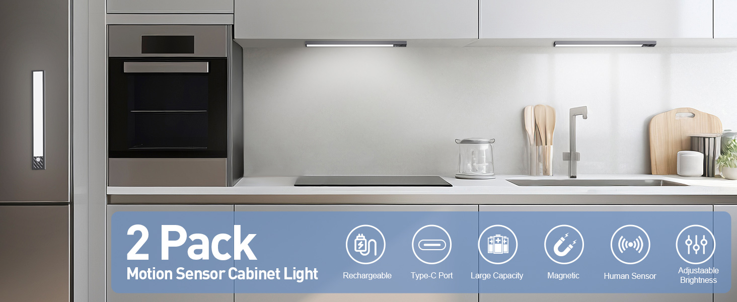 90 LED Under Motion Sensor Light Indoor, 5 Color Temps, 3600mAh