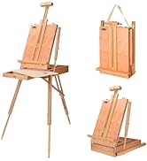 Moustache Portable Wooden French Art Easel Stand, 12 Inch Drawer, Includes Pallete, Sketch Box, S...