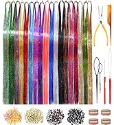 HandWig Tinsel Hair Tools Kit, 18 Colors, 4500 Strands, 47 Inches, Heat Resistant,Colorful Glitte...