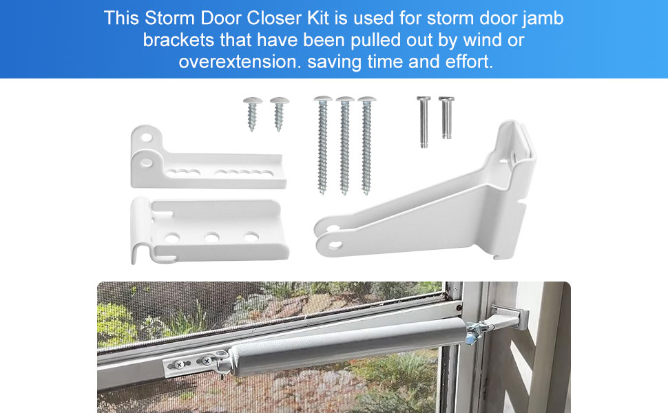 RMSPO Storm Door Closer Bracket in White Color, Reinforced Repair Jamb