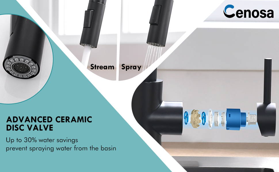 Cenosa Modern Bar Sink Faucet for Kitchen Sink Single Handle with Pull