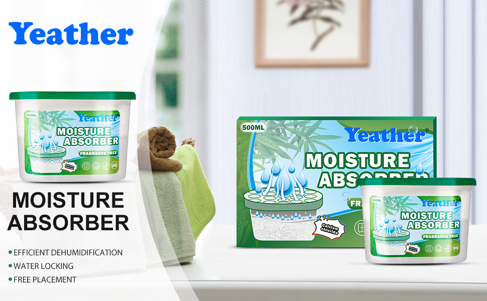 YEATHER 12 Pack Moisture Absorber No Fragrance, Portable Dehumidifier