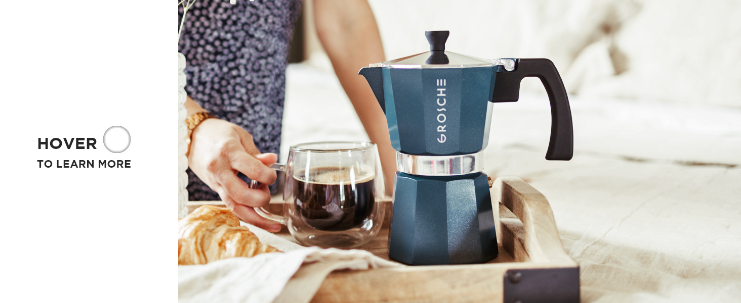 GROSCHE Milano Stovetop Espresso Maker Moka Pot 3 espresso
