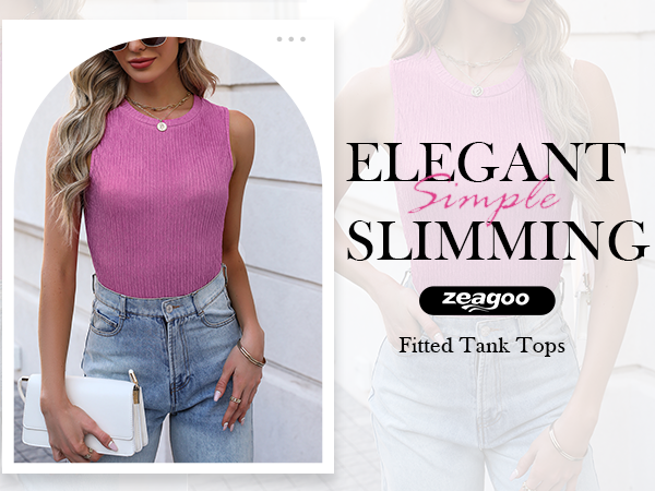 Zeagoo Women's 2 Pack High Neck Slim Fitted Basic Tank Top