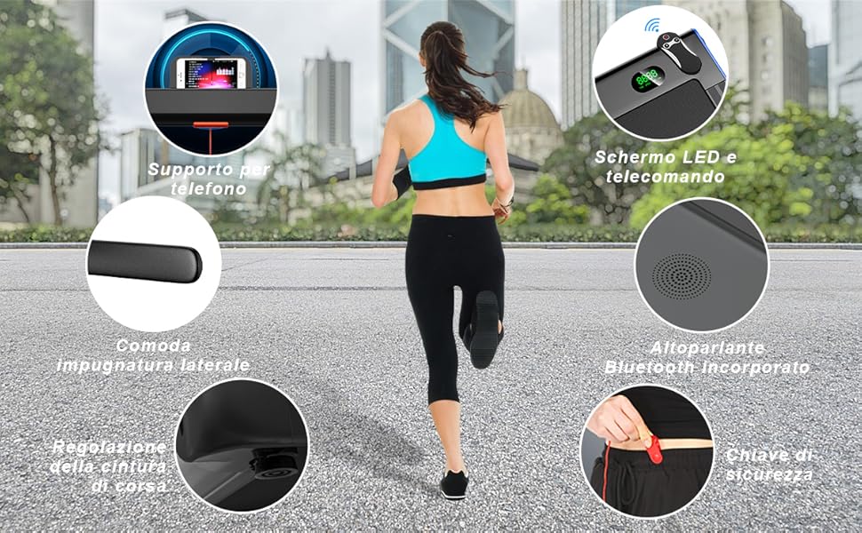 COSTWAY Tapis Roulant Elettrico Pieghevole Salvaspazio, Tapis Roulant Velocità Regolabile 1-12 Km/h, Con Altoparlante, Bluetooth, Telecomando E Schermo LED, Portata 120 Kg (Verde) 12 6