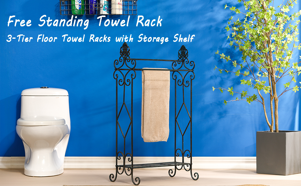 Standing Towel Rack for Bathroom,3Tier Floor Freestanding