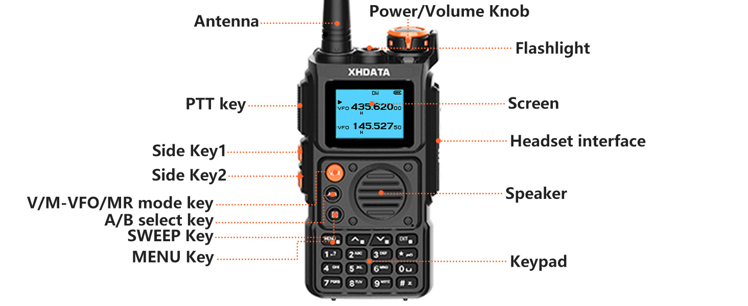 XHDATA E100 Walkie Talkie long range