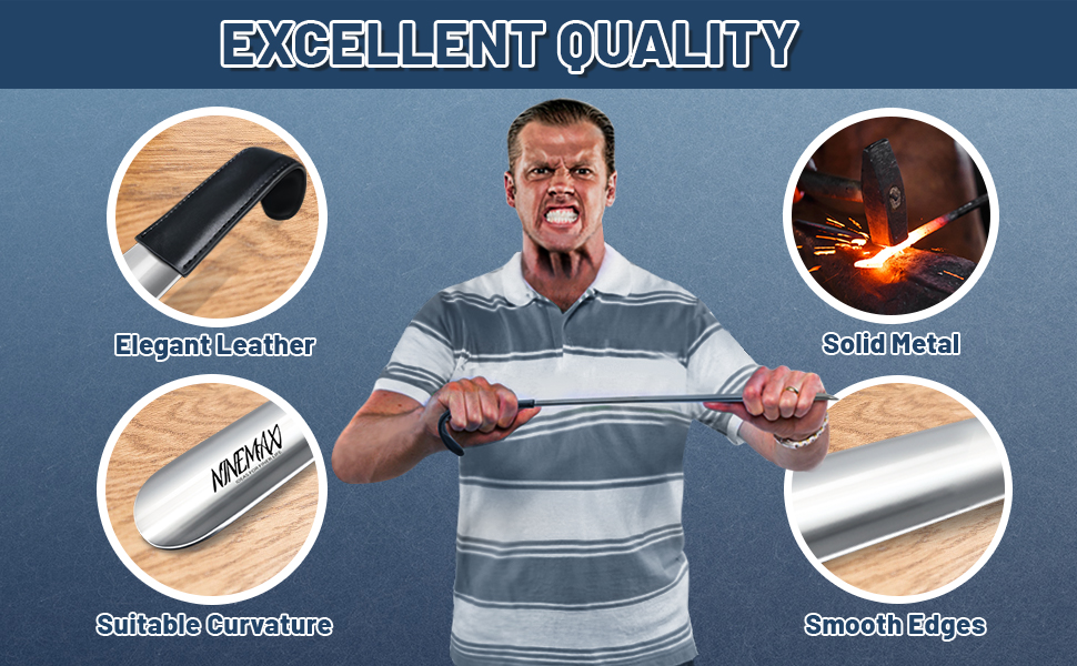 NINEMAX Metal Shoe Horn Long Handled Shoehorn 42cm Extra Long Shoe