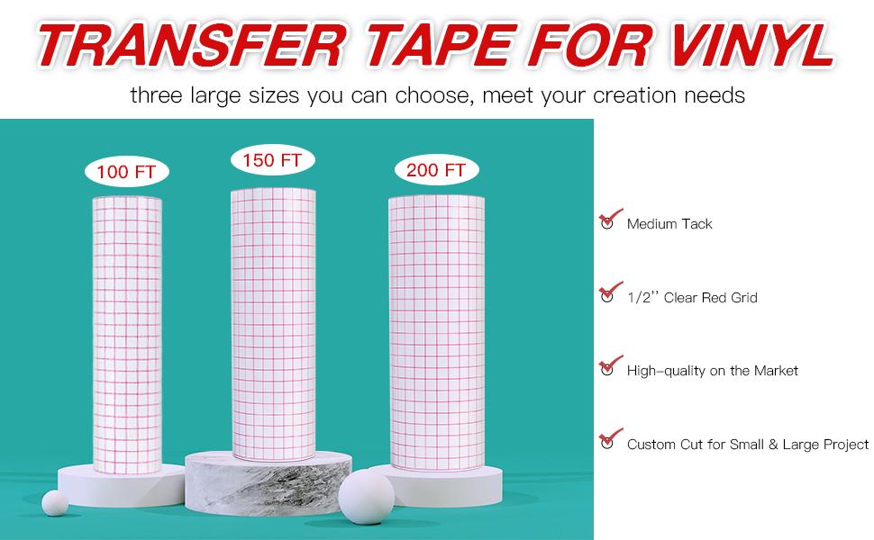 Transfer Tape for Vinyl 12” x 200FT with Grid Vinyl