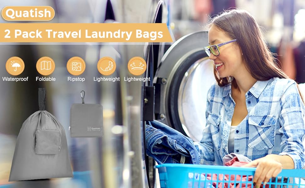 Travel Laundry bags, 2 Pack Dirty Laundry Travel Bag