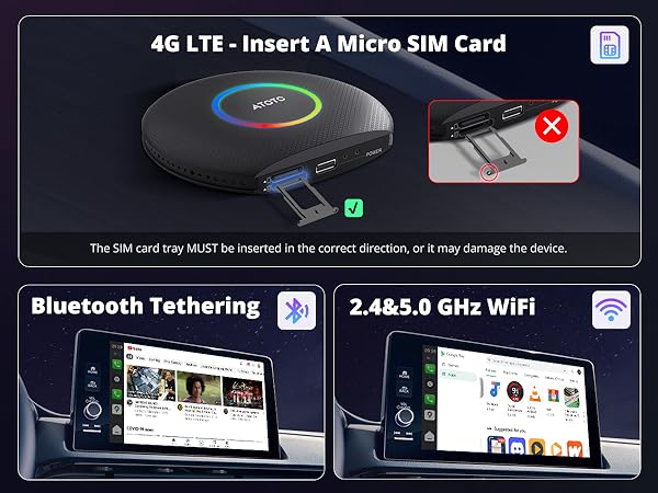 新品 AI Box CarPlay 128GB Android 13 CB6D ATOTO CarWave CB6 ワイヤレスアダプター Magic Box、ワイヤレス