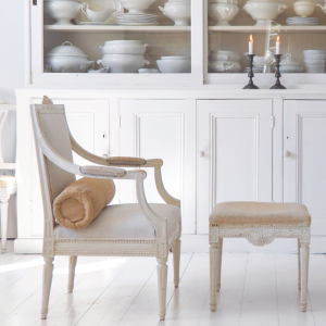 white and faded, antique chair