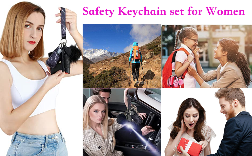 YLSHG Keychain Set for Women Accessories Keychain with Personal Alarm Key Chain,Whistle,Pom Pom