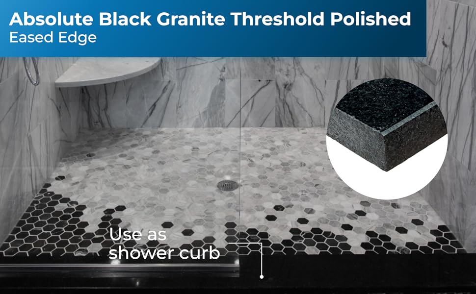 Custom Size Absolute Black Granite Polished Shower