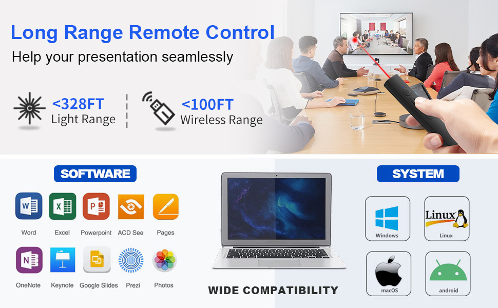 PowerPoint Clicker Presentation Clickers, Wireless Presenter Remote with Red Light
