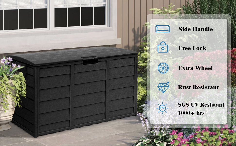 Incbruce 75 Gallon Patio Deck Box with Handles, Large Wood