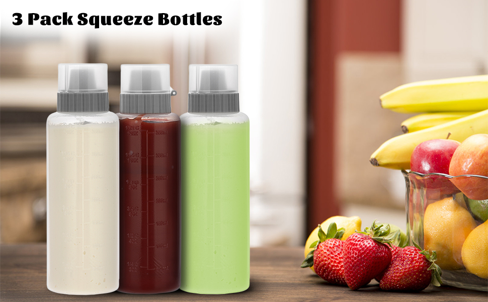 SUMNACON 3 Pcs Condiment Squeeze Bottle 5 Hole Salad Dressing Container