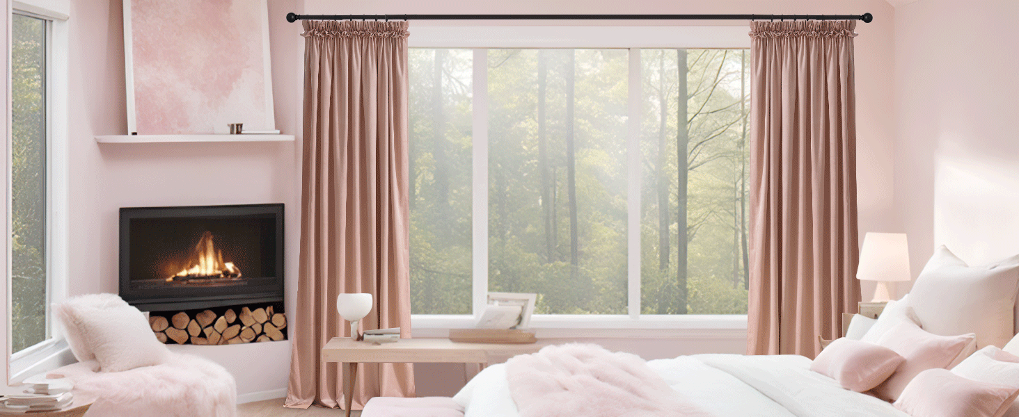 pink ruffle velvet curtains