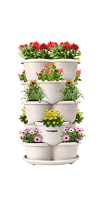 VIVOSUN 5 Tier Vertical Gardening Stackable Planter For Strawberries Flowers Herbs Vegetables Brown
