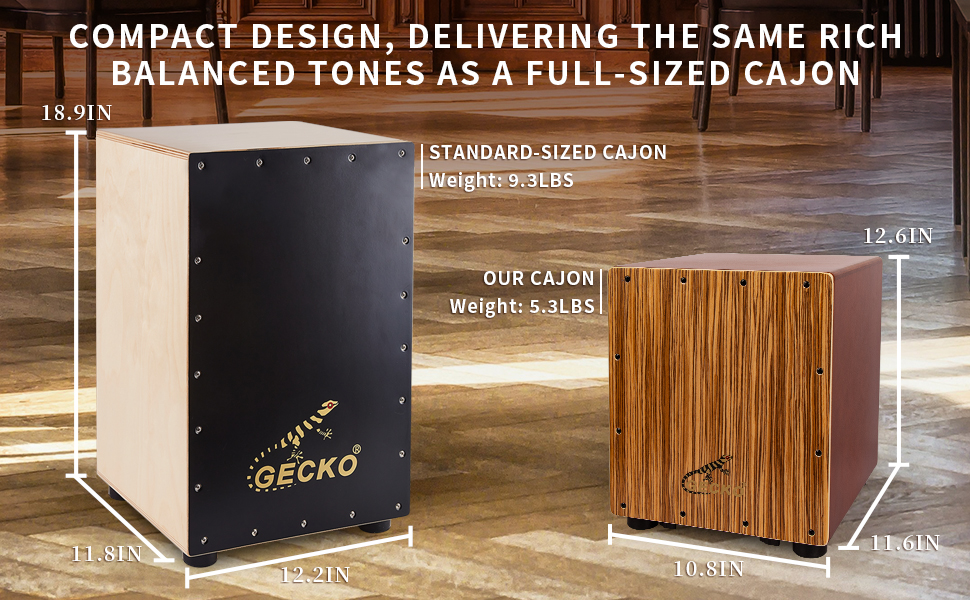 Amazon.com: GECKO Cajon Drum Box with Snare and Bass Tone