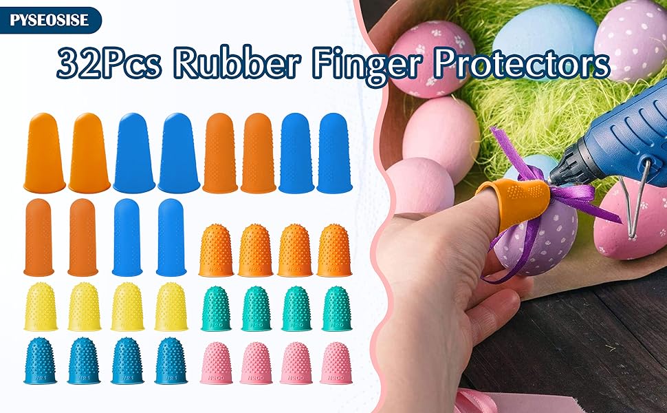 32 Pcs Rubber Finger Protectors, Reusable Rubber Fingers Tip Pads Grips