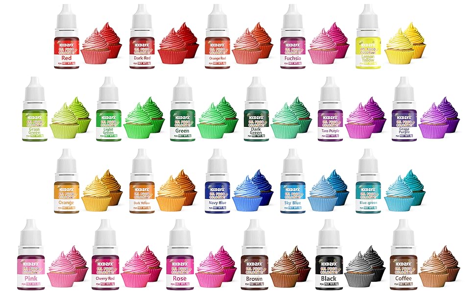 Food Colouring Gel 22 Colours Food Dye Concentrated Liquid Cake Food