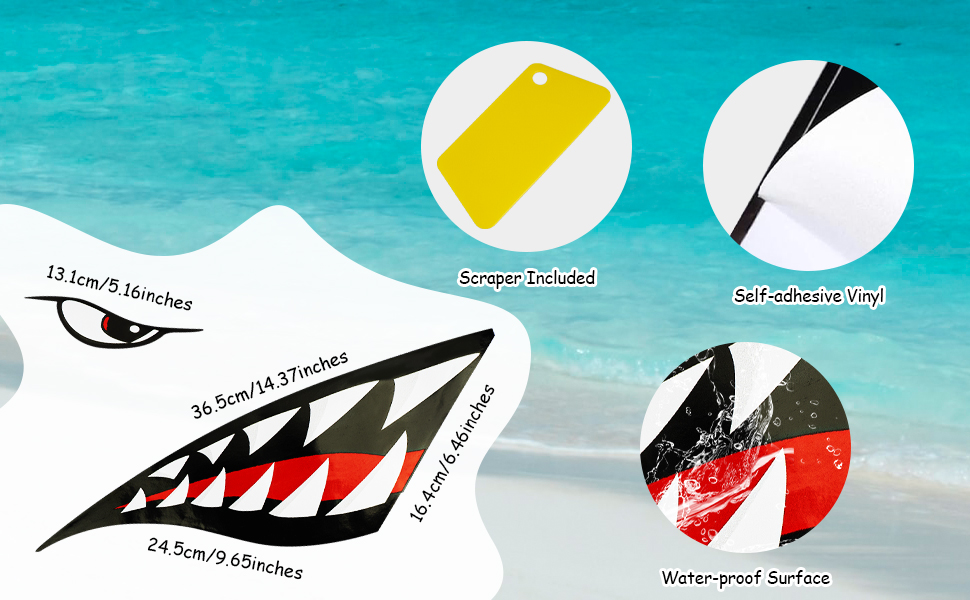 KAYAK DECAL SHARK TEETH STICKER 