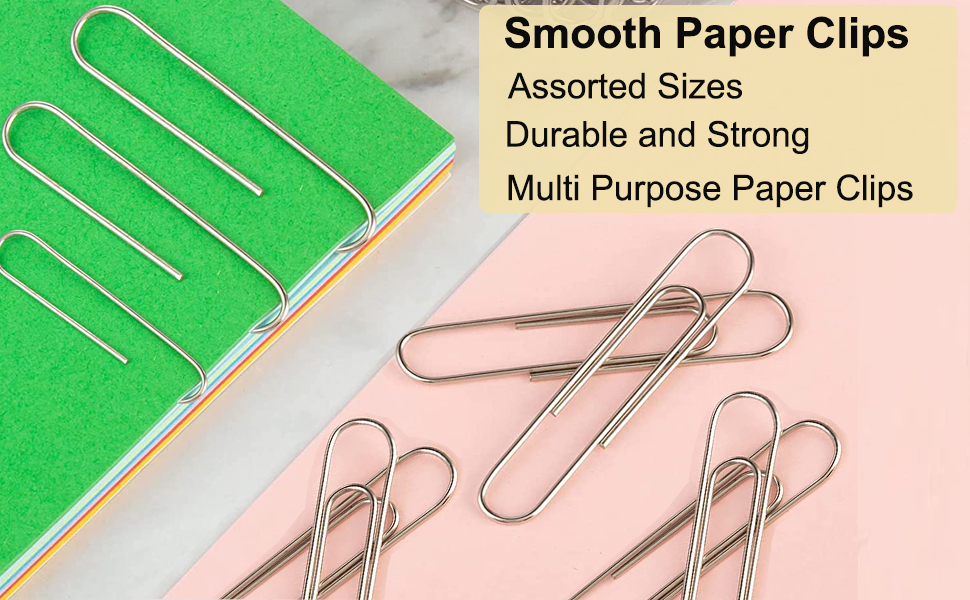 Vinaco Paper Clips Smooth Silver, Medium and Jumbo Paper Clip (1.3 inch