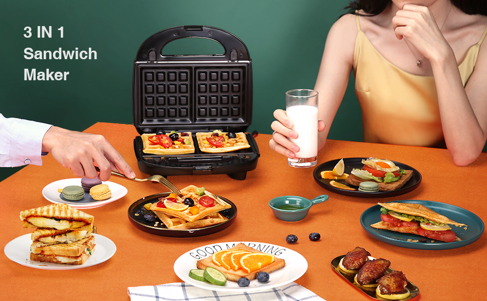 Buy WisTec 3in1 Belgian Waffle Sandwich Maker,750W Power Grill Toast