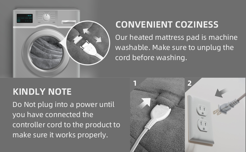 Kozyus Heated Mattress Pad Queen, Dual Control Coral Fleece Electric