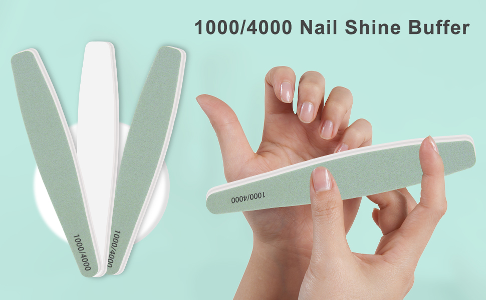 CGBE 12Pcs Professional Nail Buffer, DoubleSided 1000/4000 Grit Nail