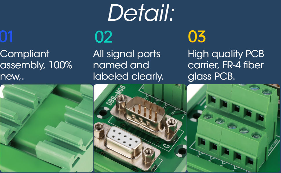 Hilitand DB9- DIN Rail Mount Interface Module, Male/Female Connector ...